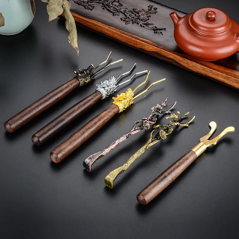 Anti-Scalding Iron Kettle Handle Pure Copper Silver Kettle Special Black Ebony Japanese Style Tea Ceremony Dining Utensils