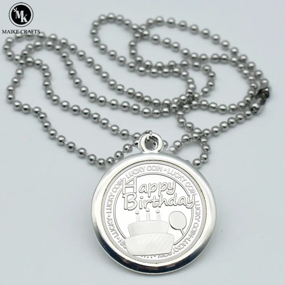 New Silver Plated Coin Jewelry Birthday Gift Necklace Birthday Gift Necklace Souvenirs