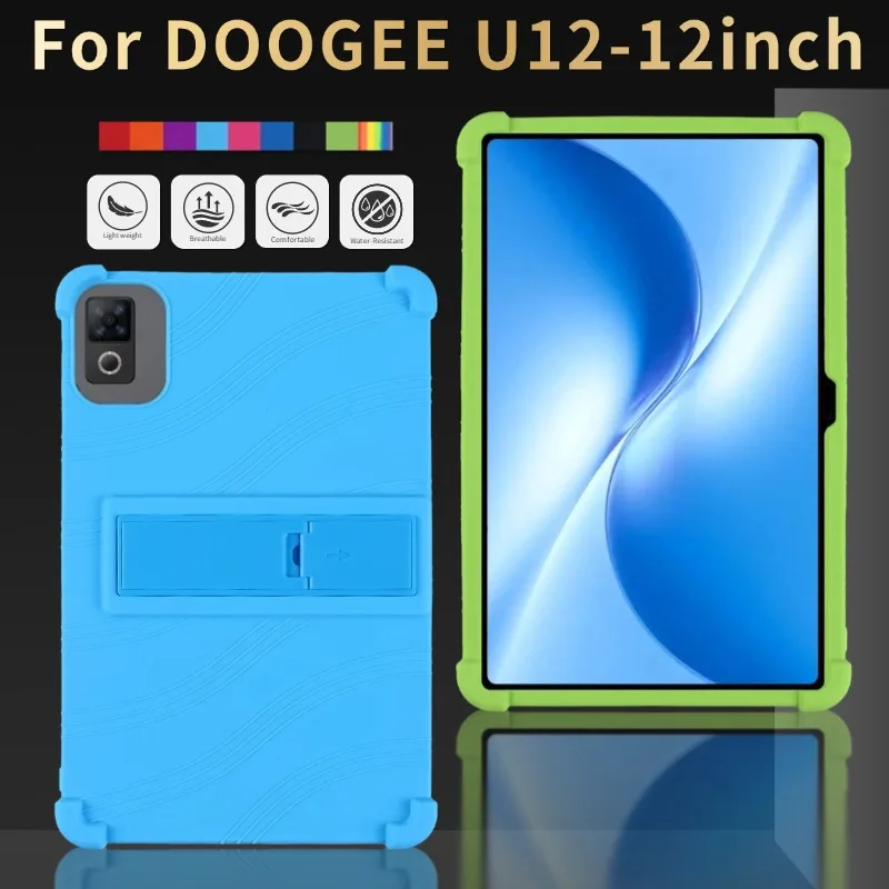 For DOOGEE U12 Tablet 12 inch Pro Case Soft Silicone Adjustable Stand Cover Kids Friendly Protective 4Corners Thicken Shockproof