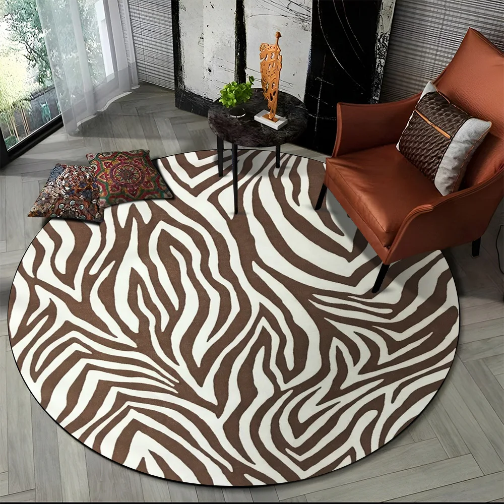 3D Colorful Zebra Stripe Print Pattern Round Carpet Rug for Living Room Bedroom Child Playroom Decor,Pet Area Rug Non-slip Mat