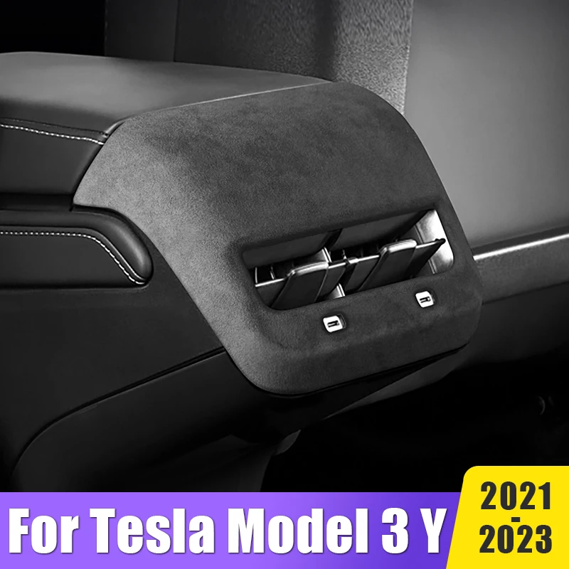 

ABS Car Rear Air Conditioning Vent Outlet Cover Trim Frame Stickers For Tesla Model 3 Y 2021 2022 2023 Interior Auto Accessories