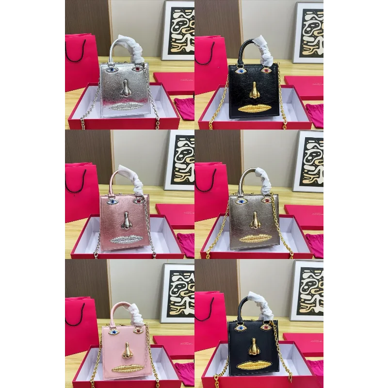 

Women Face Handbag Enamel Brass Face Decor Surreal Art Luxury Evening Bag Unique Party Clutch Fashion Shoulder Crossbody Bag