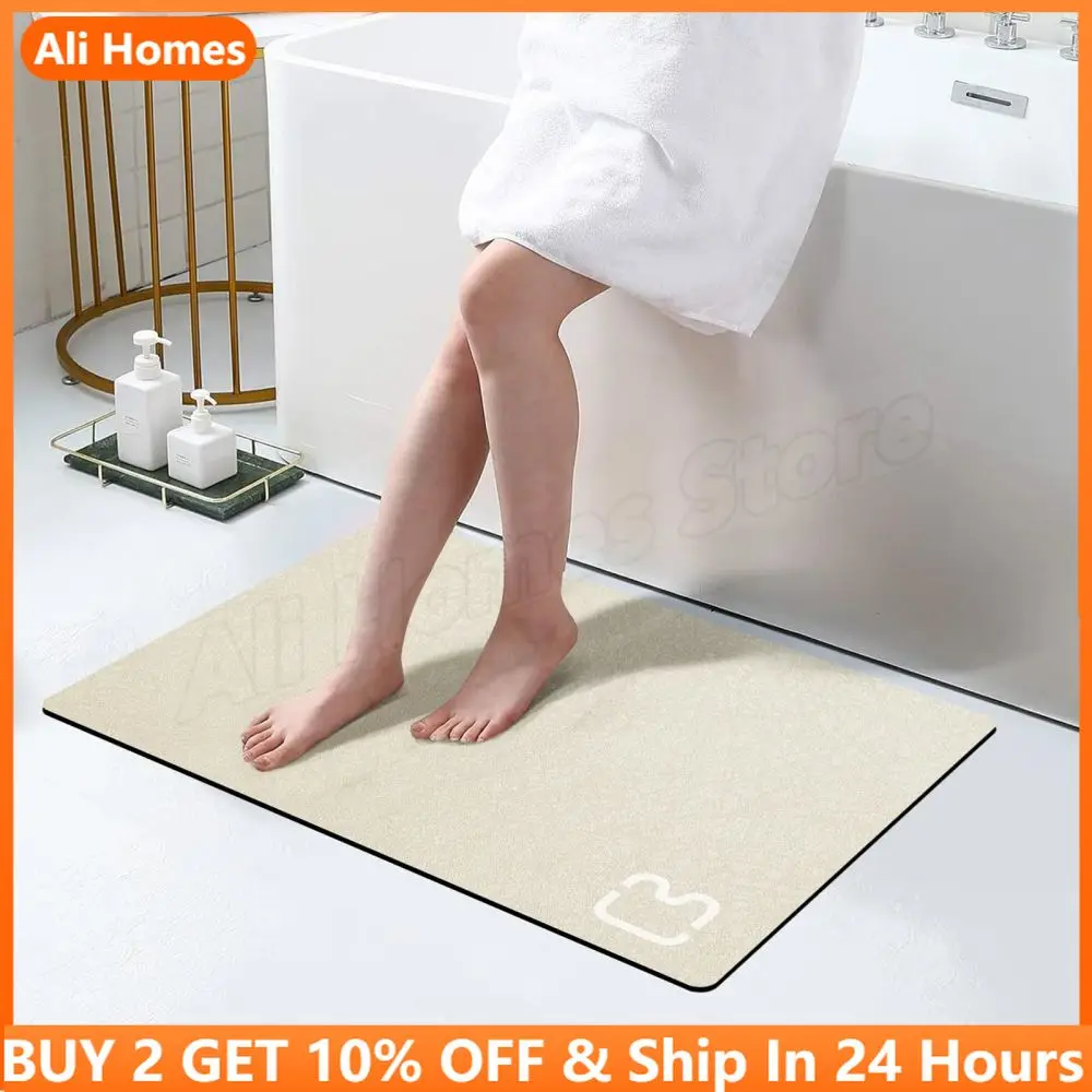 Foot Mat Diatomite Bath Mat Stone Bathroom Rug Earth Absorbent Bath Carpet Non-slip Quick Drying Shower Bathtub FootMat Doormat