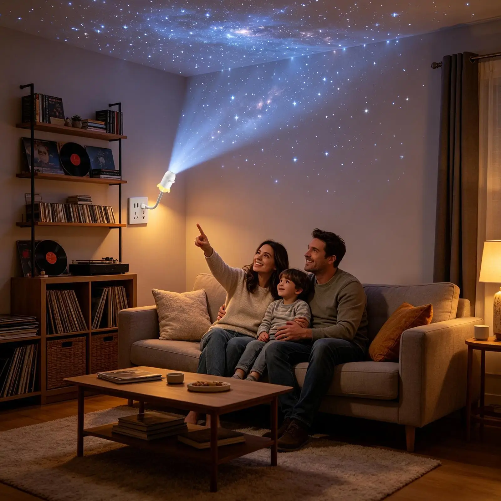 Night Light Projector Adjustable 2-Mode USB Powered LED 24 Projection Films Ceiling Wall Projection Nightlight For Living Room