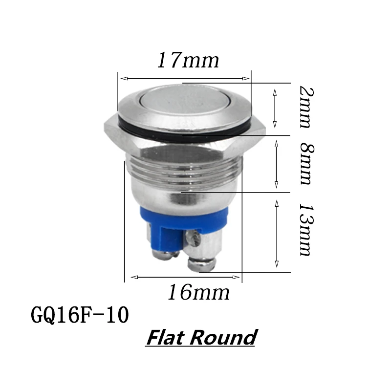 Imagem -03 - Anti-vândalo Momentâneo Aço Metal Botão Interruptor do Carro Auto Retorno Ip67 à Prova Dip67 Água Plana Abobadada Alta 50 Peças 16 mm 3a 250vac