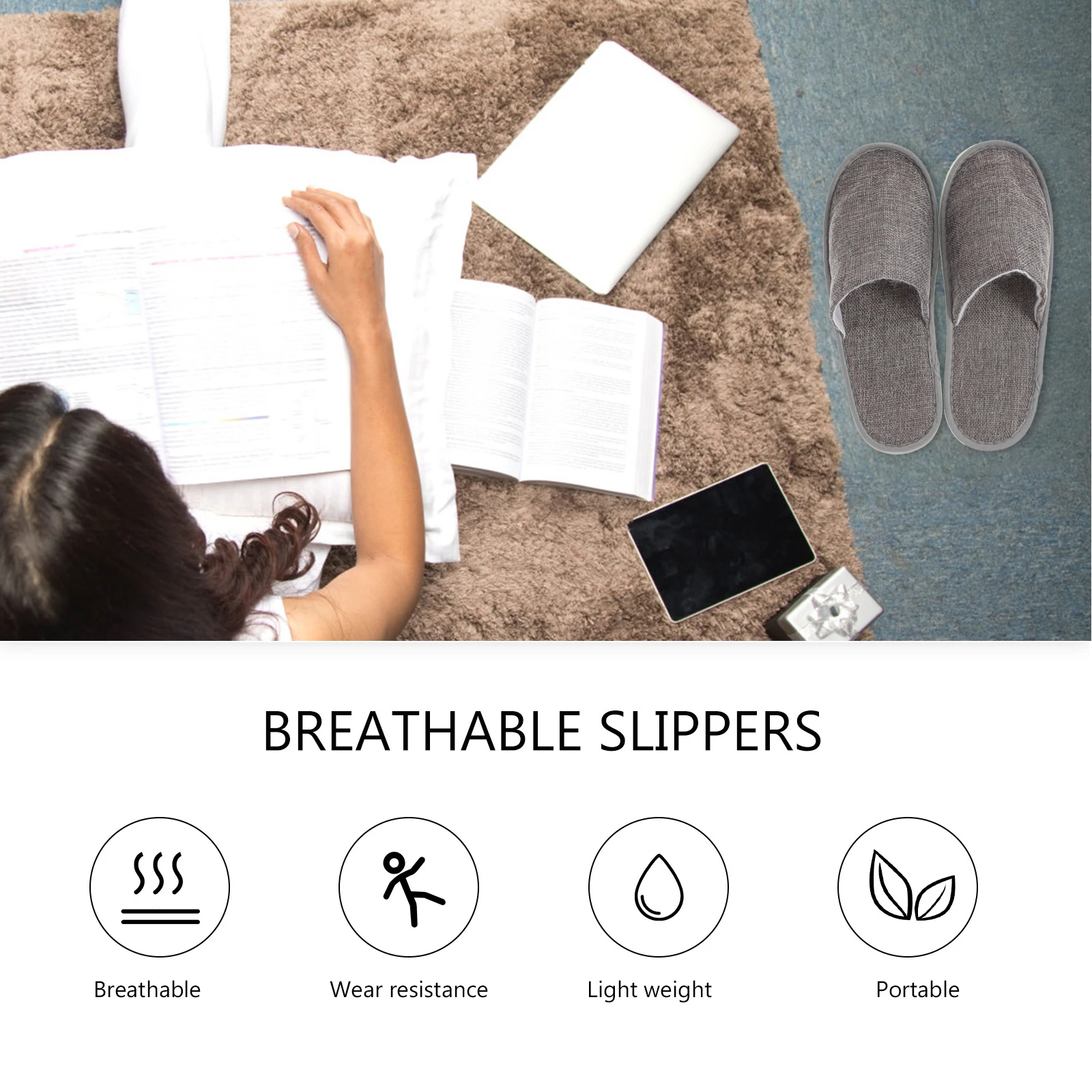 

1 Pair For Home Hotel Indoor Use Slipper Cotton Portable Folding Cotton Travel Slippers Slippers Men Shoes