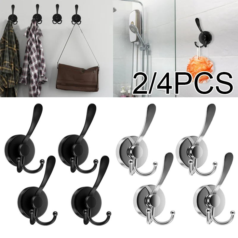 2/4Pcs 3 Prong Wall Hook Stainless Steel Suction Cup Towel Hook Hanging Clothes Hats Bathroom Kitchen Wall Adhesive Towel Hook