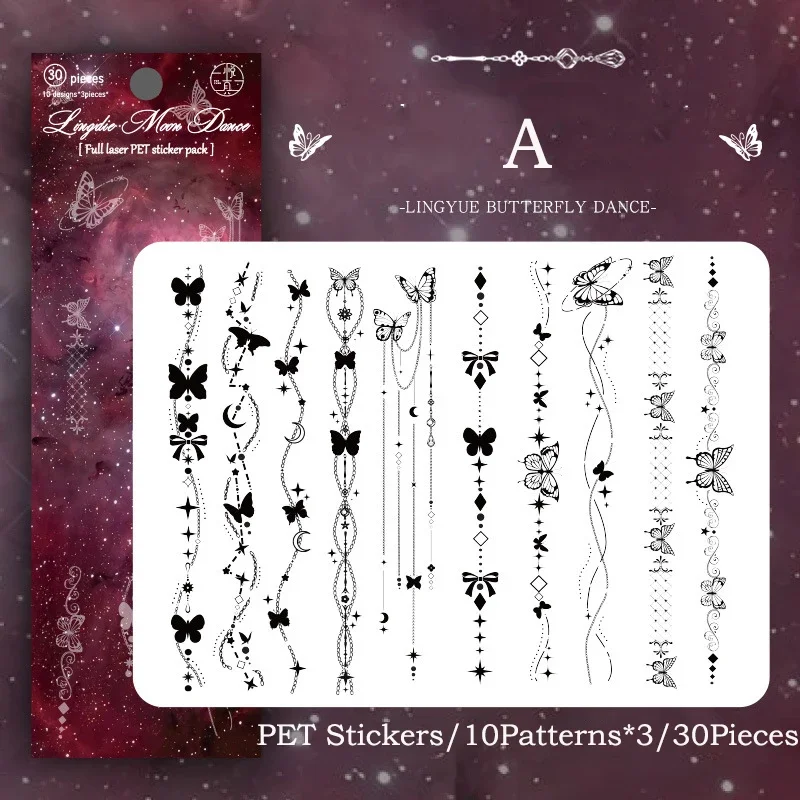 Journamm 30pcs/pack Aesthetics Frame Decor Stickers Twinkle Gold Foil Collage Scrapbooking Materials Waterproof PET DIY Stickers