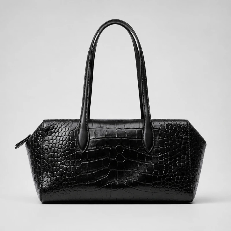 Luxury Crocodile Texture Shoulder Bag For Women Large Capacity Minimalist Solid Color Tote Bag Fashion Commuter Zipper Handbag