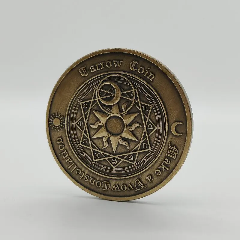 Tarrot Challenge Coin Sun Moon Divination Lucky Constellation Coin Collectibles Western Astrology Embossed Commemorative Coin