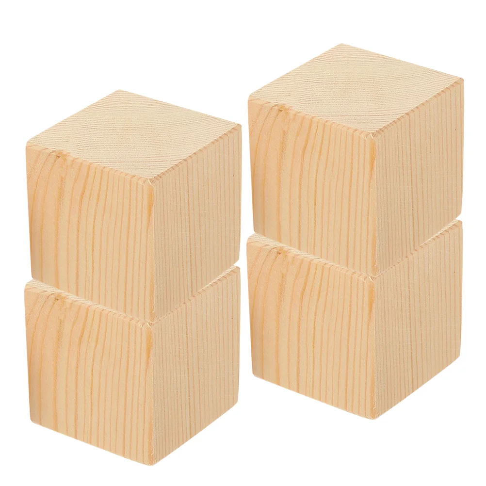 4 Pcs Heightening Block Heavy-duty Furniture Risers Solid Wood Booster Pad Bed Lifters