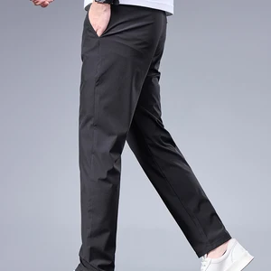 Yaz iş pantolon, ipek ve buz düz bir çizgi elastik bel siyah gri nefes düz giysiler, erkek günlük giysi pantolon En iyi 12 satış, sosyal-gri no. 3'e adım atın