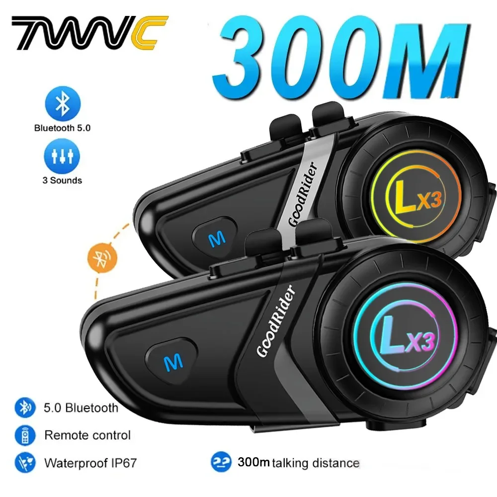 

1/2x LX3 Bluetooth Intercom Motorcycle helmet bluetooth headset 2 Rider intercomunicador Moto Interphone Headset Wireless BT5.0