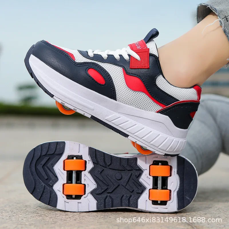 

Роликовые коньки 2026 Runaway Shoes с двойными колесами, съемные, дышащие, сетчатые, для мужчин, женщин и детей, для ходьбы