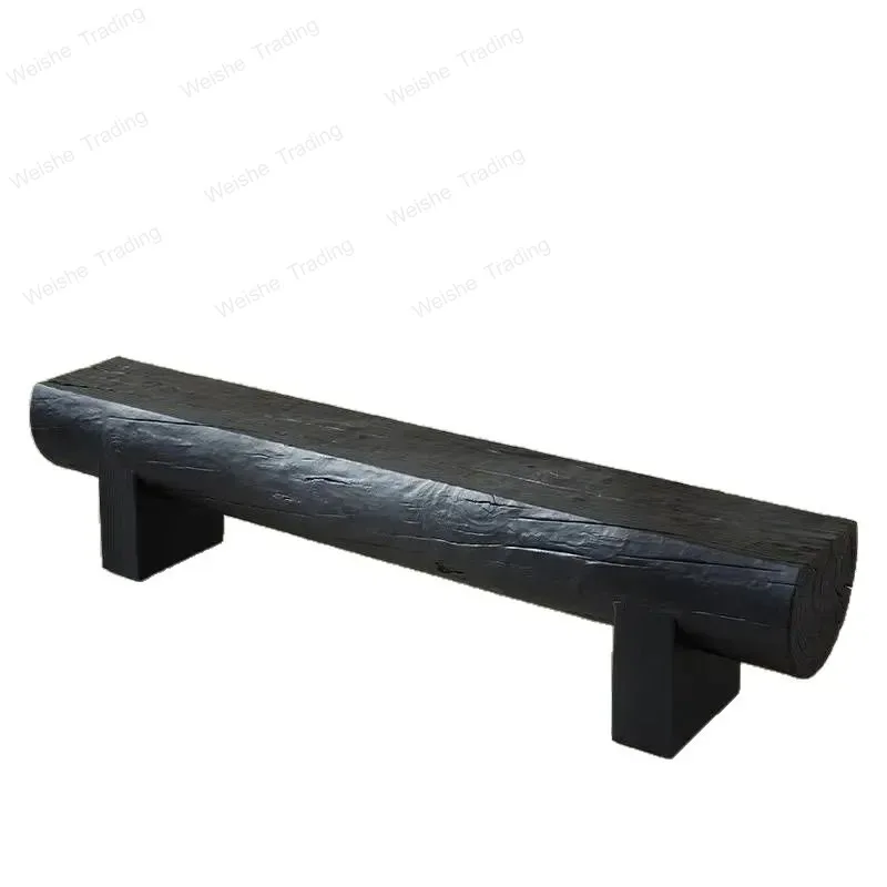 solid wood bench matte black homestay vintage wooden pier clothing store shoe change stool log ornaments