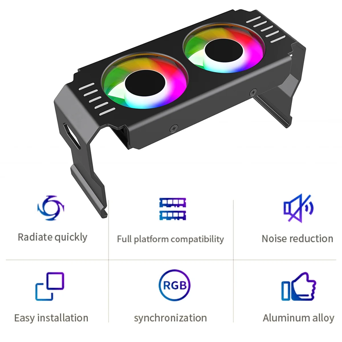 PBD-nPC Case RAM Memory Module ARGB Cooler DDR3 to DDR5 5V 3Pin PWM 4Pin Light Sync 120mm Dual Fans Cooling Radiator