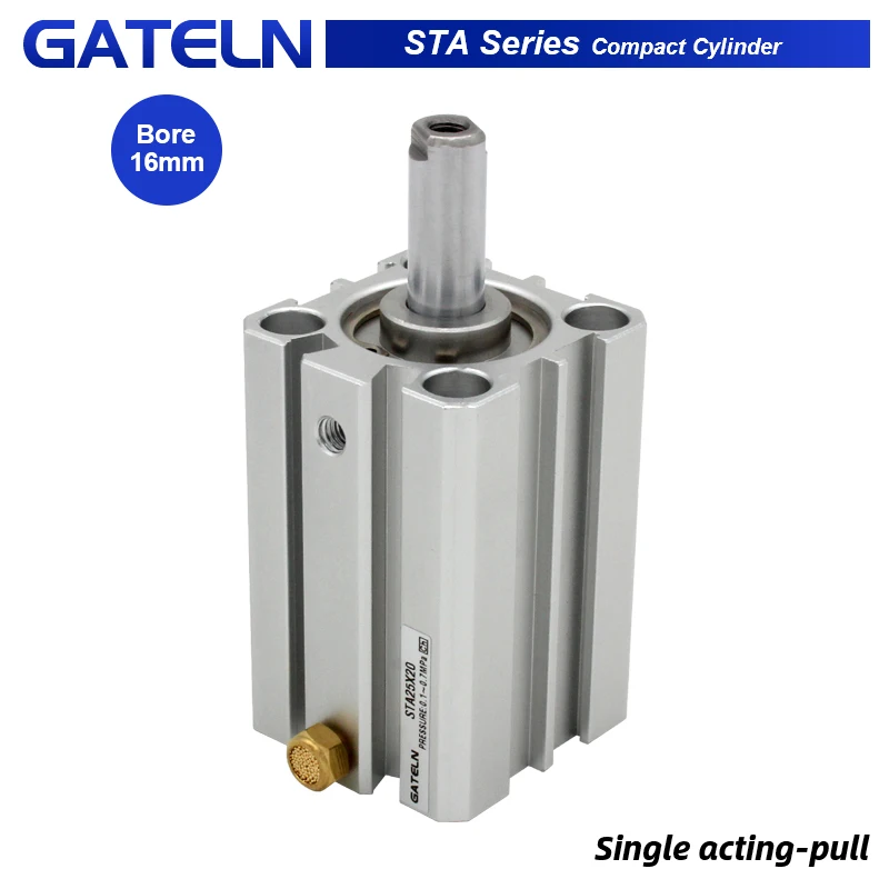 STA16 Compact cylinder single acting-pull Spring extension STA16X5 STA16X10-S-B STA16X25
