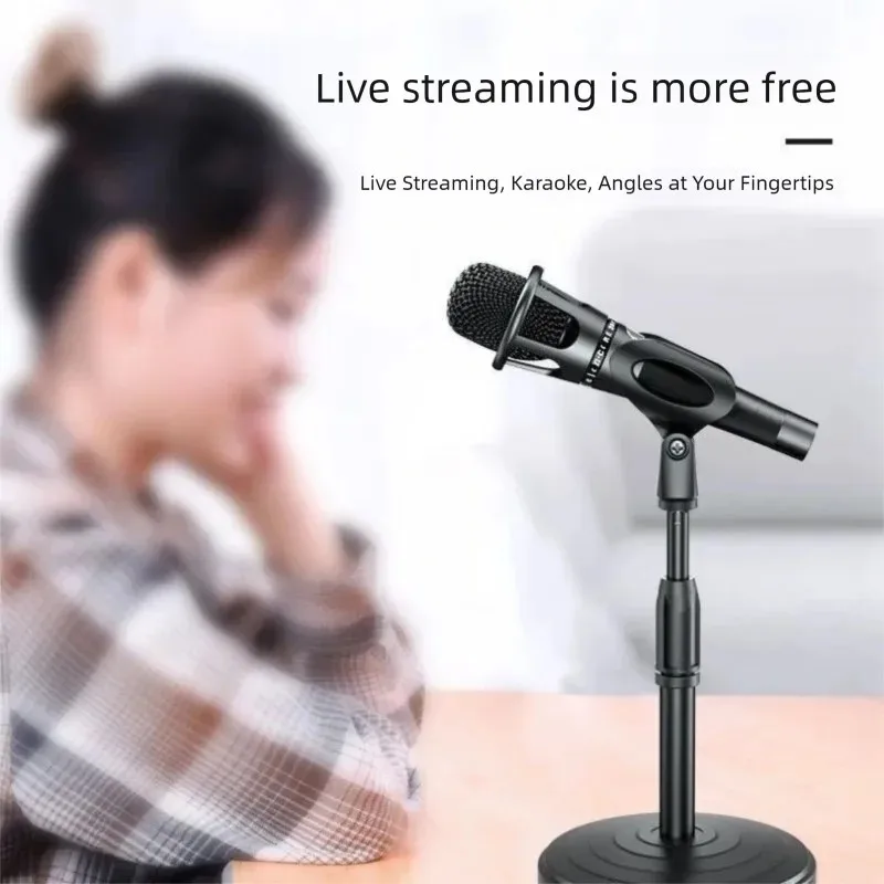 Table Microphone Stand Adjustable Lifting Microphone Shock Mount Disc Base Microphone Holder for Network Live Broadcast