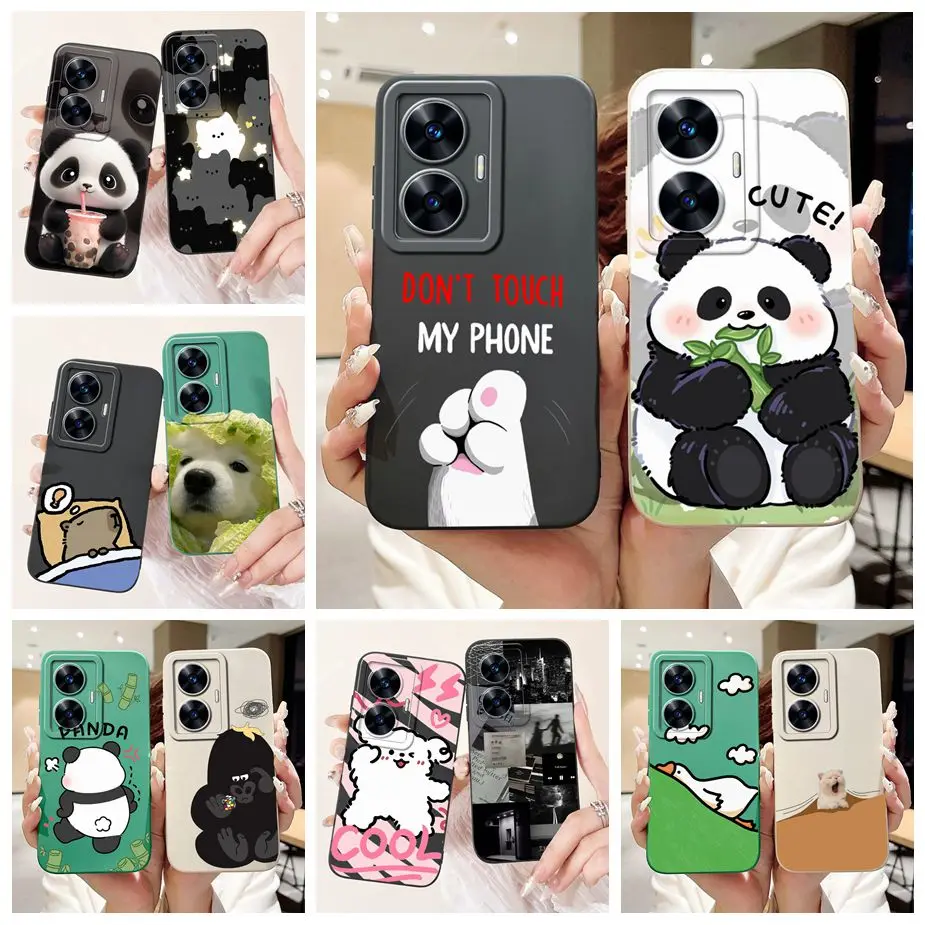 For Realme C55 Case RMX3710 Cute Animals Cartoon Cover Soft Silicone Matte Phone Case For Realme Narzo N55 C 55 RealmeC55 Bumper