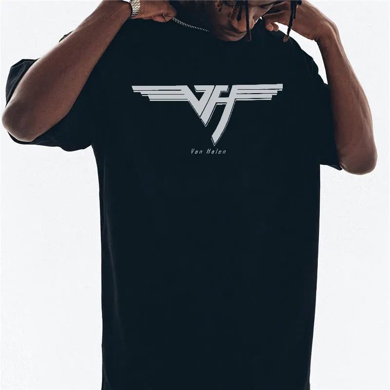 Van Halen Band Printed T-shirt Made of Pure Cotton, Loose Fit, Suitable for Both Men and Women, Featuring A Bold Round Neckline