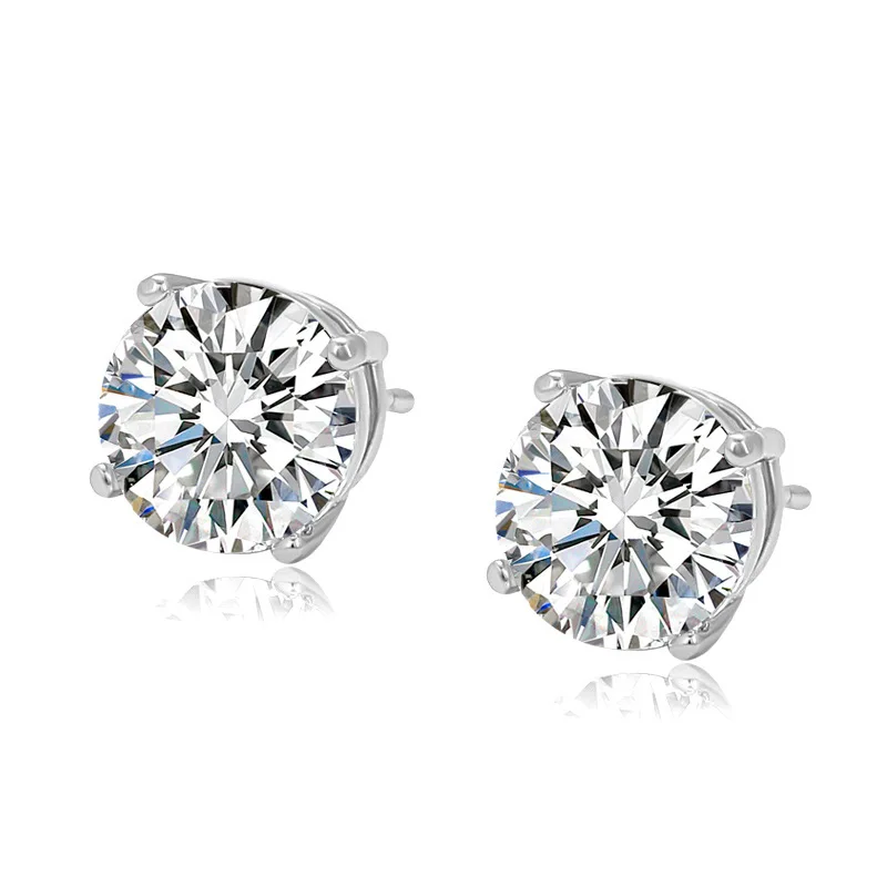 Classical Platinum Plating Zircon Earrings Pave CZ Ear Studs Women Girls Personality Earring Ear Decorate Fine Delicate Jewelry