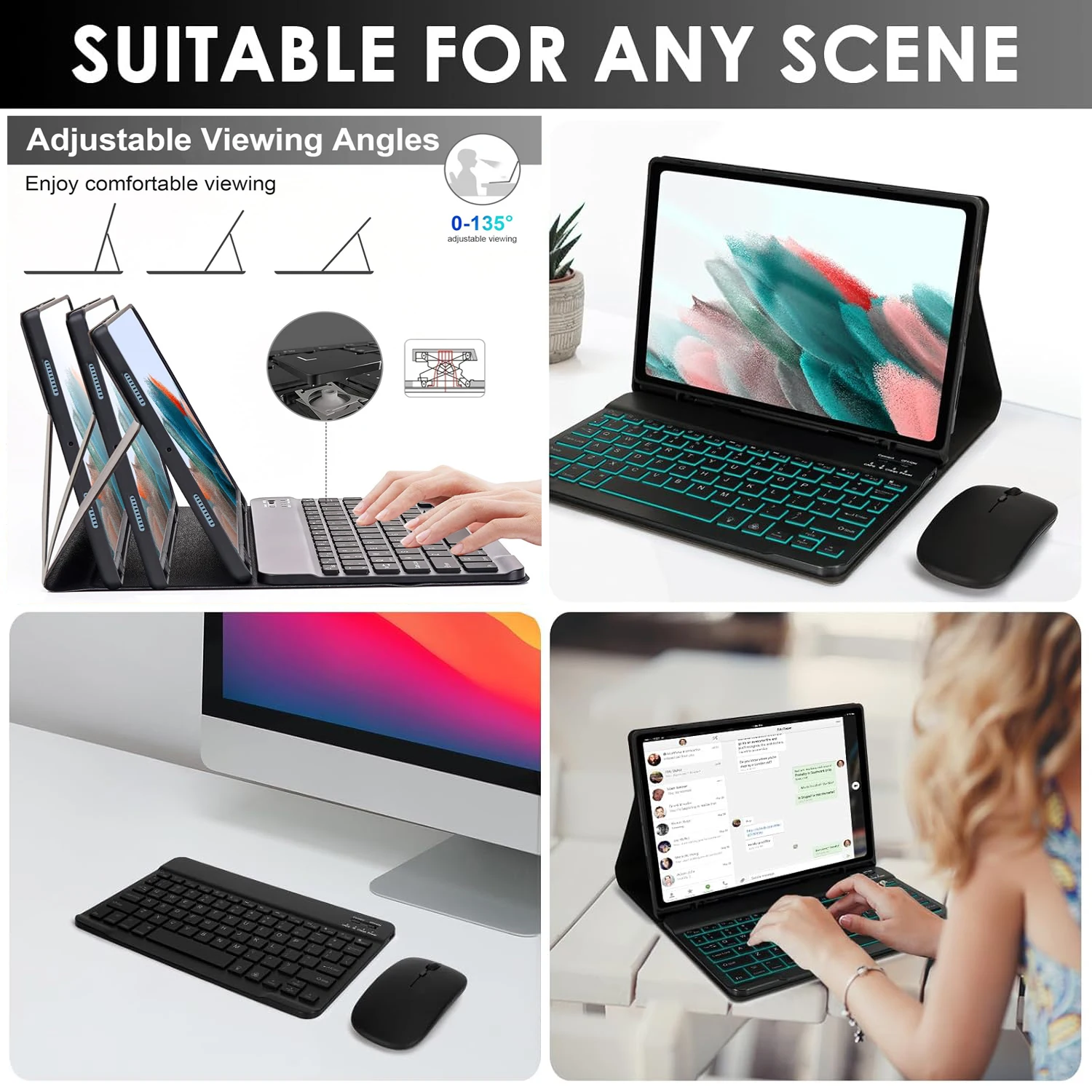 حافظة لهاتف سامسونج جالاكسي تاب A8 10.5 بوصة، حافظة لوحة المفاتيح لهاتف سامسونج جالاكسي تاب A8 10.5 بوصة SM-X200 SM-X205 SM-X207 #5