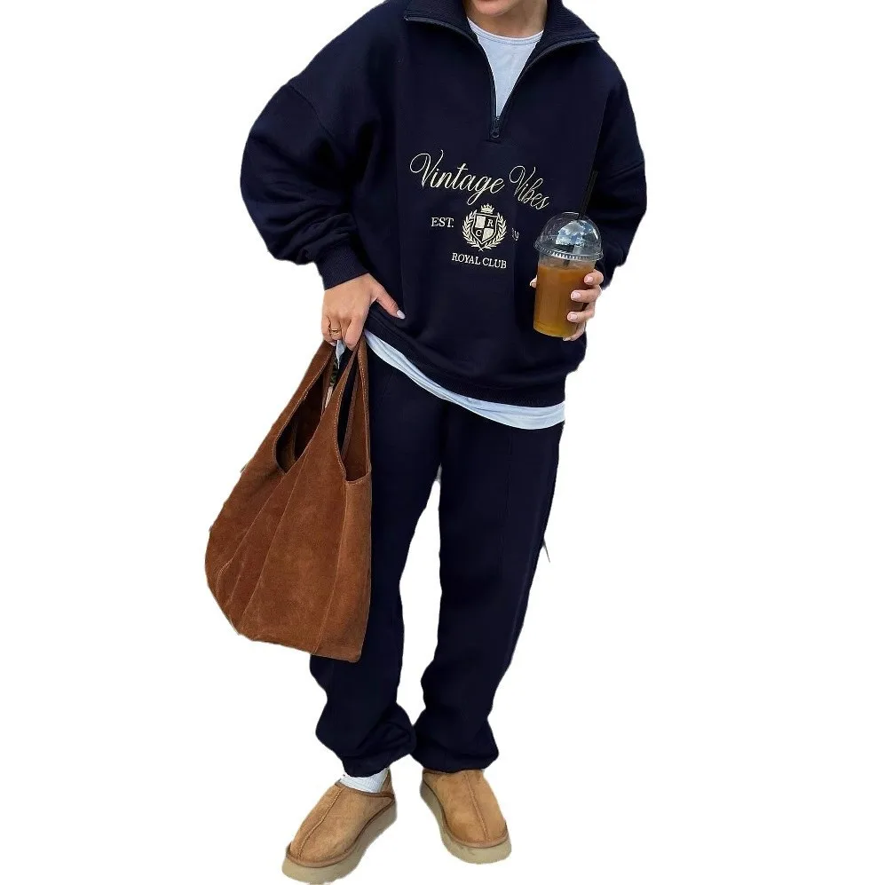 Autumn New Woman Clothing Streetwear Harajuku Hoodie Semi-zipper Lazy Wind Hoodies Woman Clothes Loose Long-sleeved Top Jacket