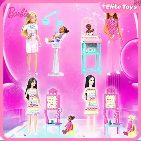 Barbie Doll Career Playset Toddlers Immersive Professional Experience Doctor Teacher Rich Accessories Girls Toy Birthday Gift