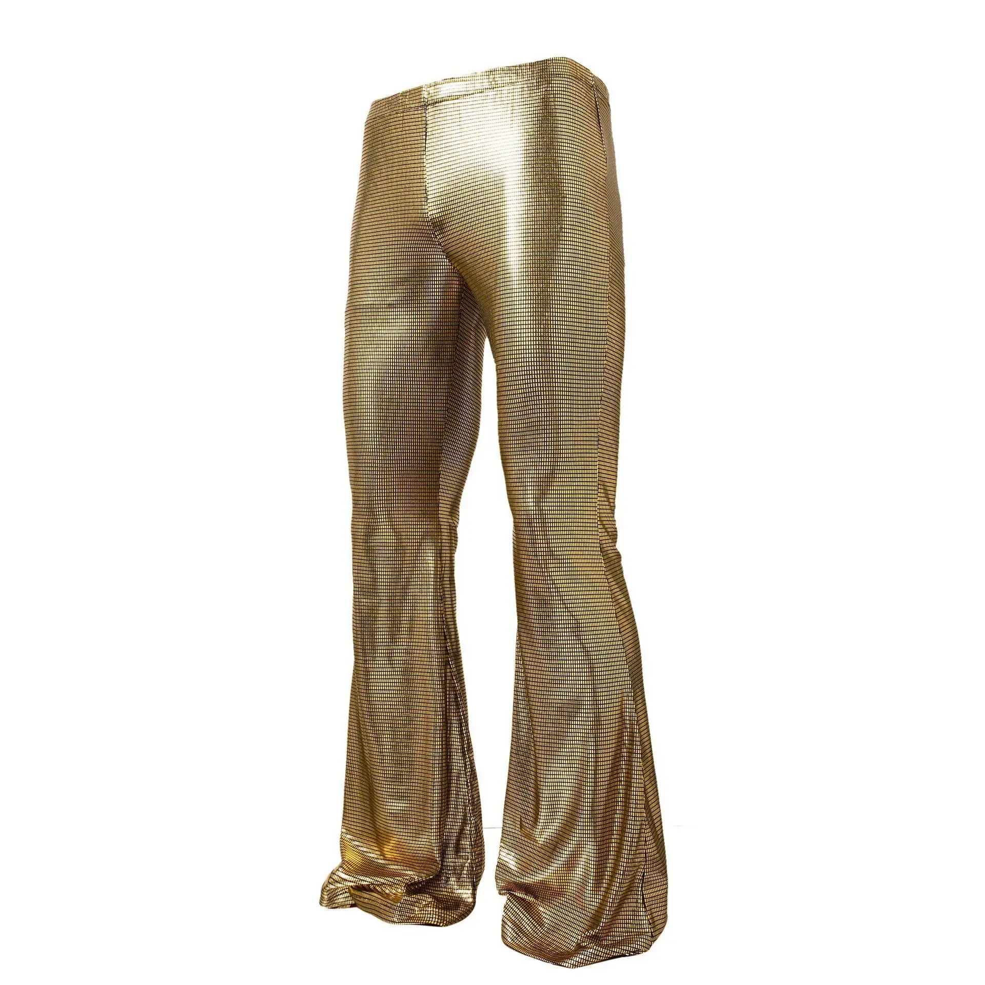 Steampunk Glossy Plaid Flare Pants for Men Nightclub Sexy Trousers Streetwear Man Clothing Disco Stage Party Dress Long Pants