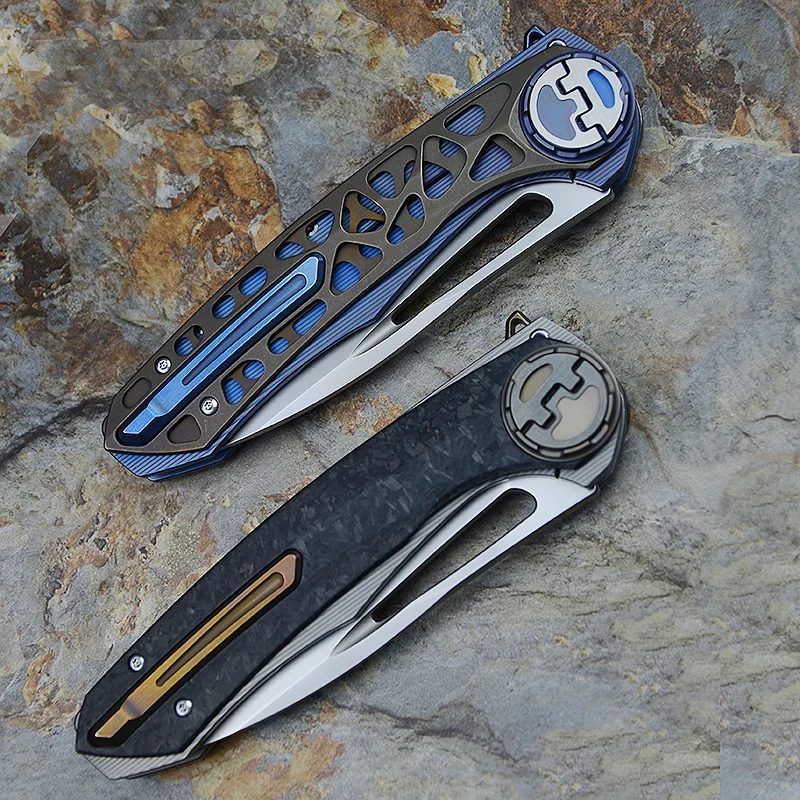 VENOM  HARPOON  folding knife M390 blade titanium outdoor camping hunting survival pocket kitchen fruit knife EDC tool knives