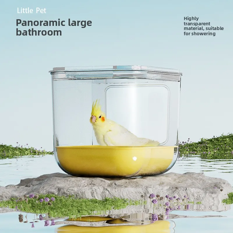 New Bird Bath Box, Bathtub, Bird Shower Room, Parrot Automatic Feeder, Transparent Visual Bird Bath Box.