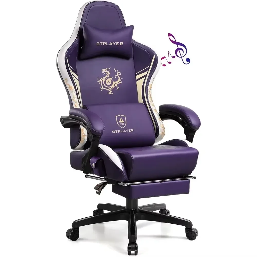 Gaming Chair with Bluetooth Speakers and Footrest, Dragon Series Video Game Chair ，Heavy Duty Ergonomic Chair