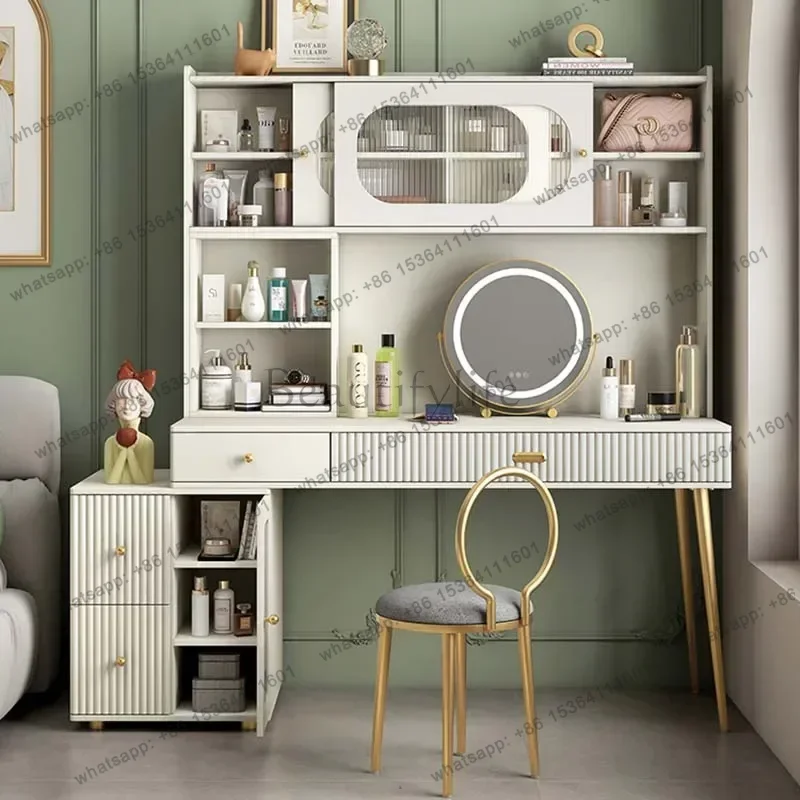 LJY Aesthetic Bedroom Vanity Table Storage Stool Drawer Organizer Dressing Table Room Nordic Coiffeuse De Chambre Salon Furnitur
