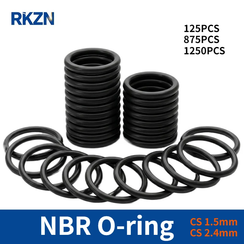 125PCS 875PCS 1250PCS NBR O-Ring 1.5/2.4mm Wire Dia Oil Resistant Waterproof Wear & High Temp Resistant Seal 4X1.5  4X2.4