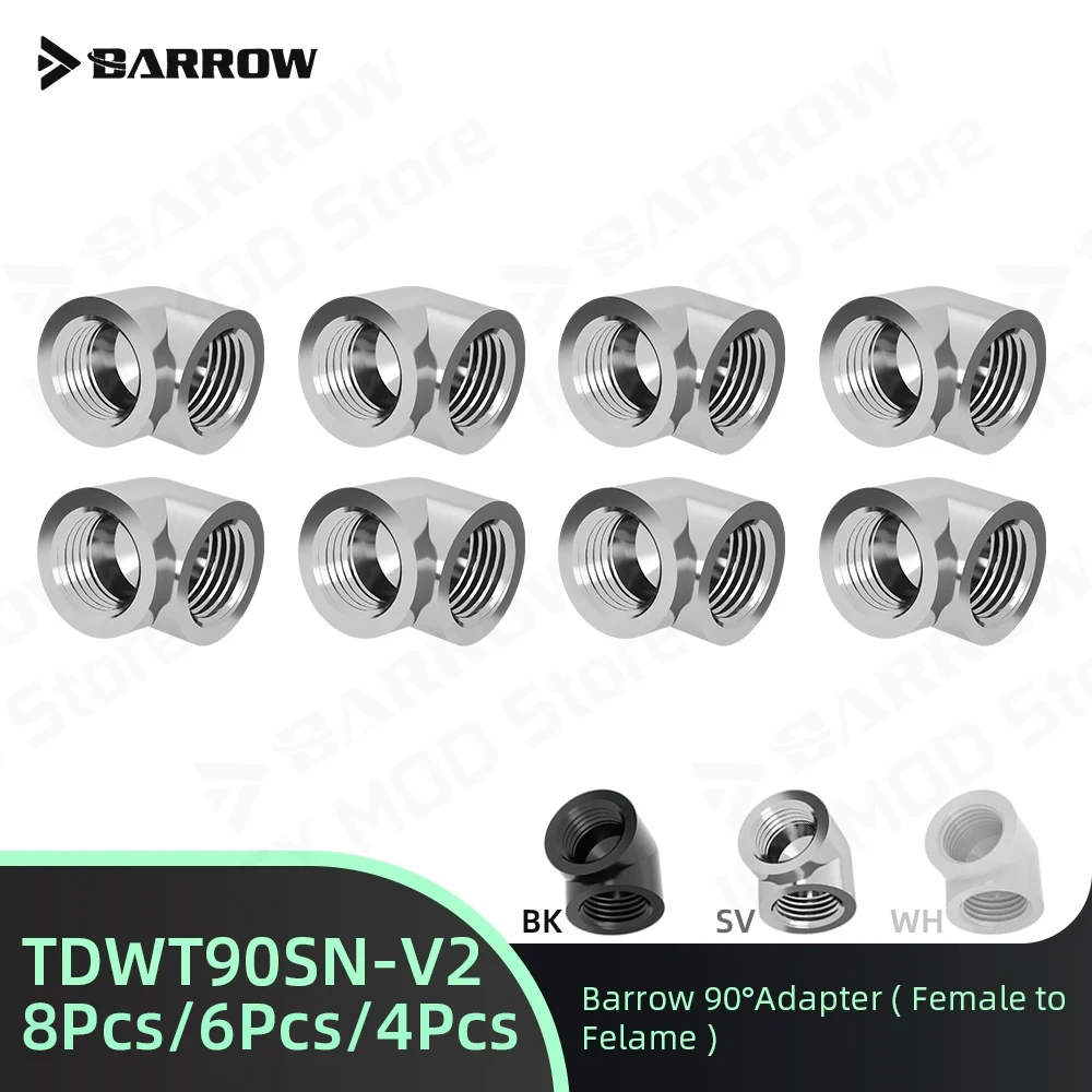 Barrow Female To Female Fittings Water Cooling 8pcs/ 6pcs/ 4pcs 90° Connector TDWT90SN-V2 PC Liquid Cooling Build Angled Adapter
