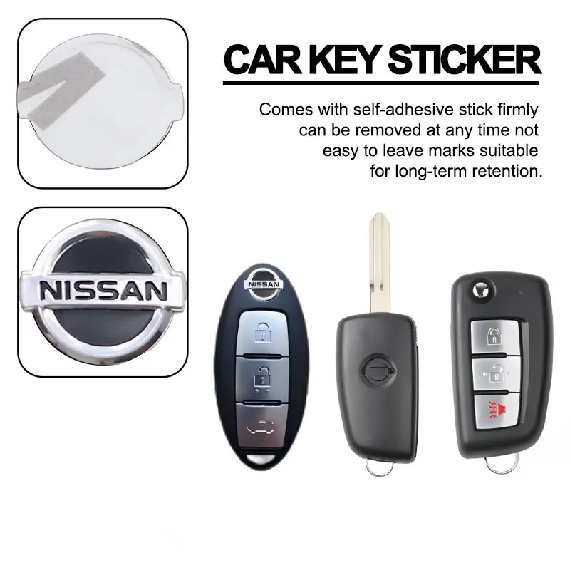 الألومنيوم مفتاح السيارة شارة شعار استبدال ملصقات مفتاح السيارة لنيسان DAYZ ليفينا روكس سنترا ألتيما كيوب ميكرا ملاحظة العكس ركلات