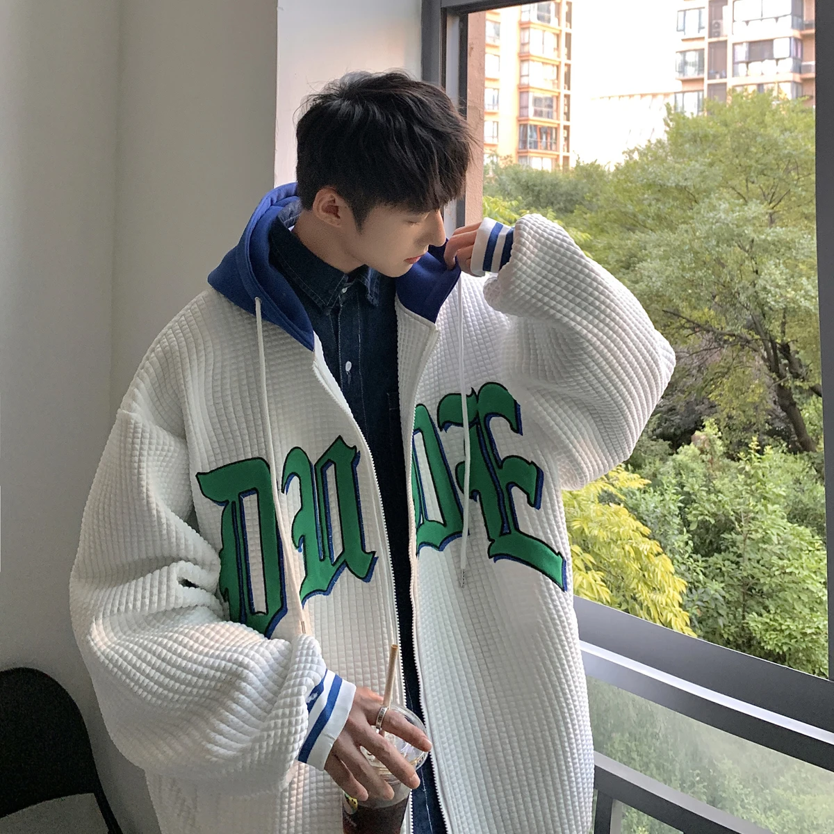 

Oversize Hooded Jaet for Men Spring Autumn New Sle Loose Teens Boys Faionable Top Youthful ular Long Sve Zipper C...