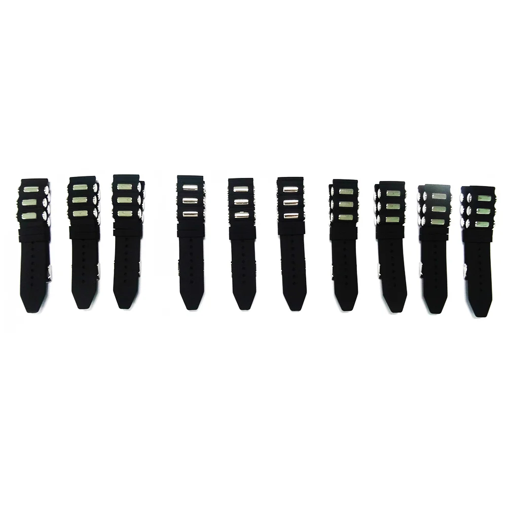 

24Mm Black Silicone Watch Band Strap Stainless Steel Clasp Buckle Waterproof Sports Diver Adjustable Comfortable Replacement