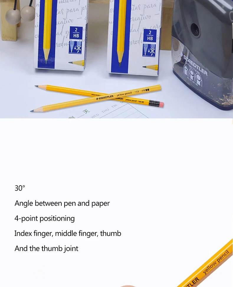 12-teiliges deutsches STAEDTLER Holzbleistift-Set 2B HB zum Schreiben, Malen, sechseckiger Stifthalter, Büro, Schulbedarf – Detail 8