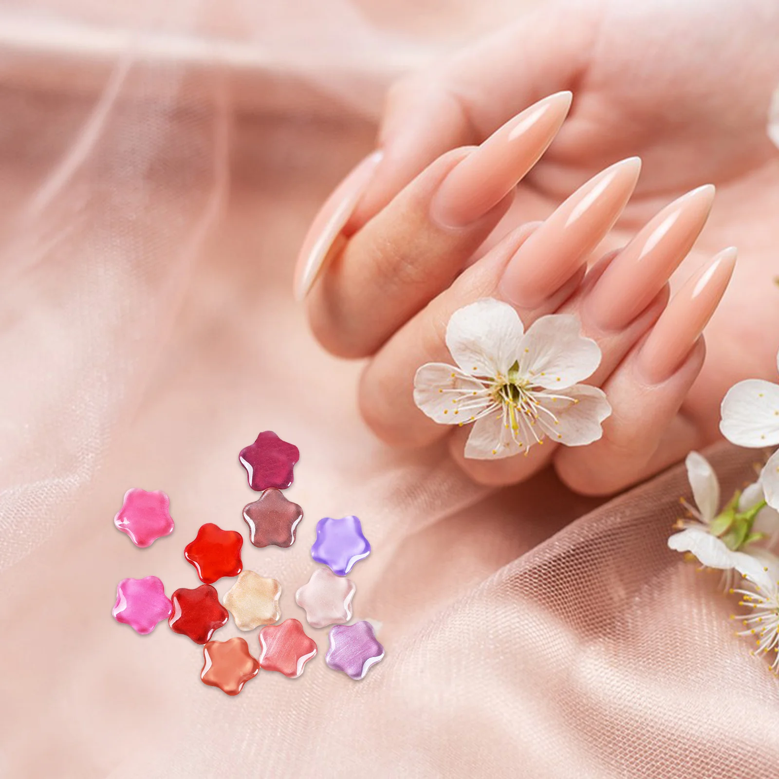 Verre Transparent en forme de fleur de prunier, 20 pièces, pour présentoir de vernis à ongles, projets artisanaux de bijoux à faire soi-même, carte à ongles en verre de fleur en céramique