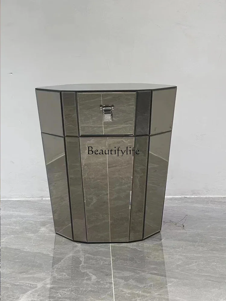 

Z.*High-end customized sofa side mirror glass flower frame bedside table