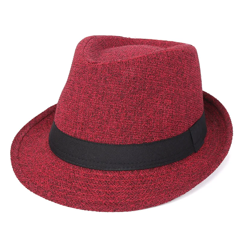 Autumn 2024 spring chapeu Fedora Hat Men Black sombrero fedora hombre Vintage Retro derby Jazz Hat Trilby Red