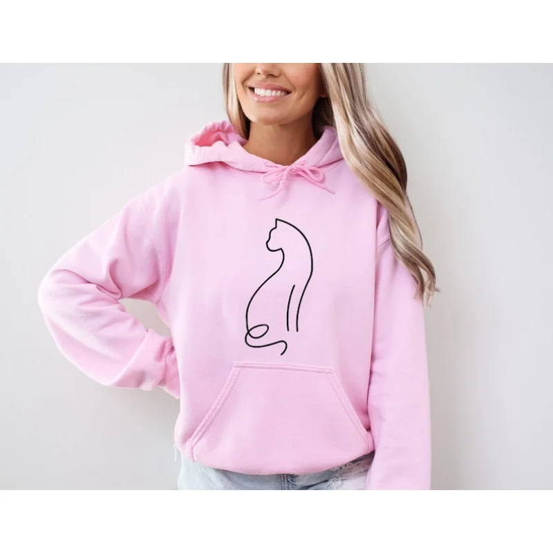 

Pet Owner Line Art Hoodie Long Sleeved Fashion Unisex Outfit Spring Winter Cat Lover Hoody High quality Casual Tops Drop Ship