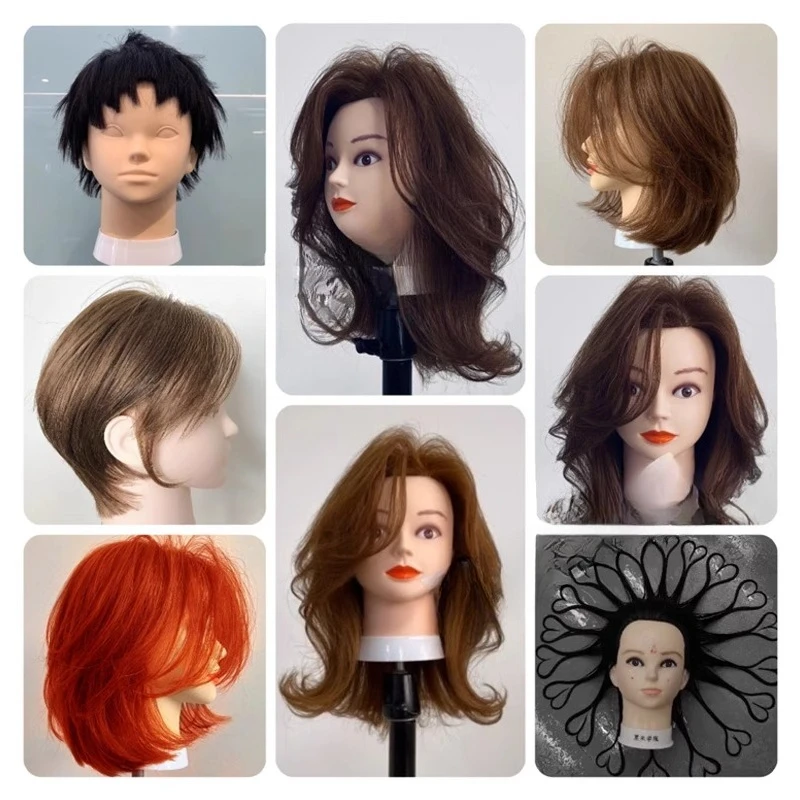 model full real hair barber shop apprentice fake head can be permed, dyed and cut modeling doll model head
