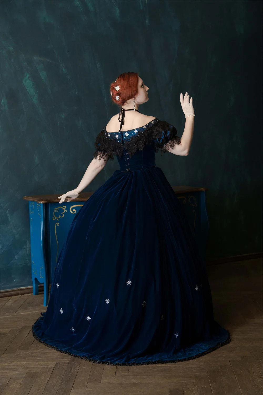 1860s Velvet Empress Sissi Princess Costume Star Dress Victorian Civil War Southern Belle Dress Scarlett Costume Ball Gown