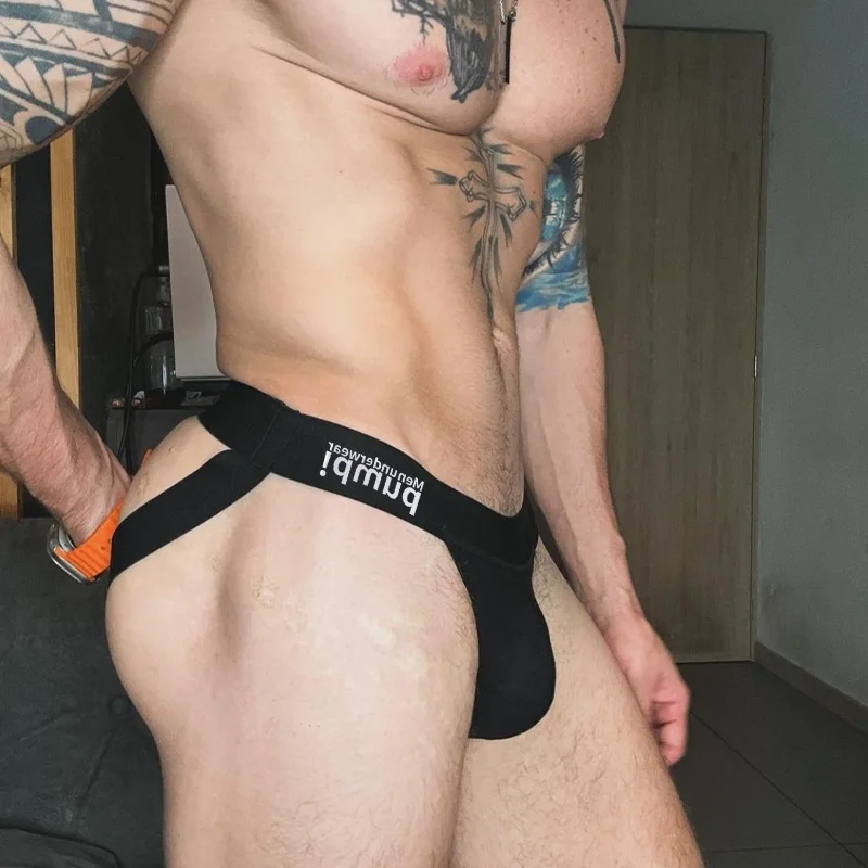 

Men's Hollow-Out Thong Underwear - Cotton Low-Rise Double Strap Breathable Quick-Dry Fashion Seamless Underbutock Lingerie