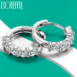 DOTEFFIL 3mm D Color Moissanite Earrings 925 Sterling Sliver Plated White Gold Hoop Earring for Women Wedding Party Fine Jewelry