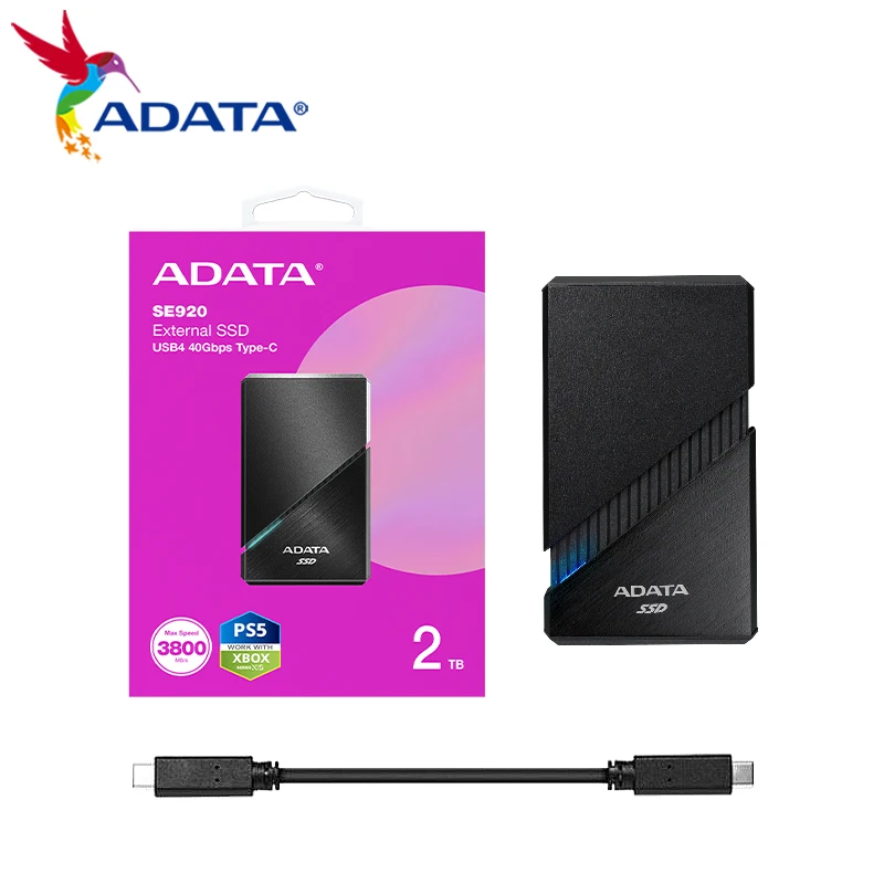 ADATA SE920 USB4.0, 40 Гбит/с, высокоскоростной внешний SSD, 1 ТБ, 2 ТБ, 4 ТБ, портативный жесткий диск Type-C для чтения, Max3800 МБ/с, PSSD для PS5