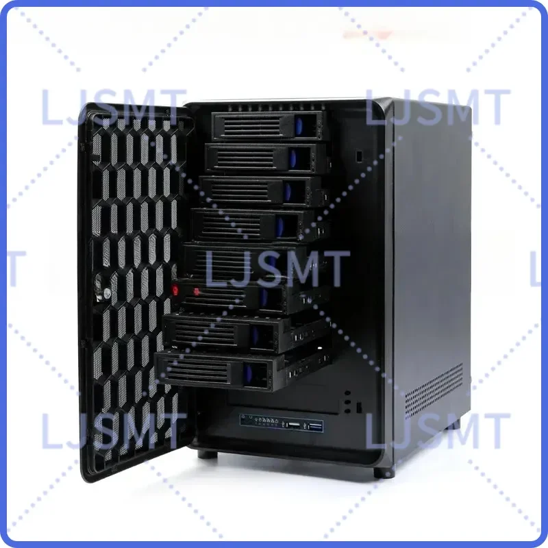 8 Bay NAS Chassis Hot Swappable ITX Mini Tower Home Network Storage Case for DIY Server Build