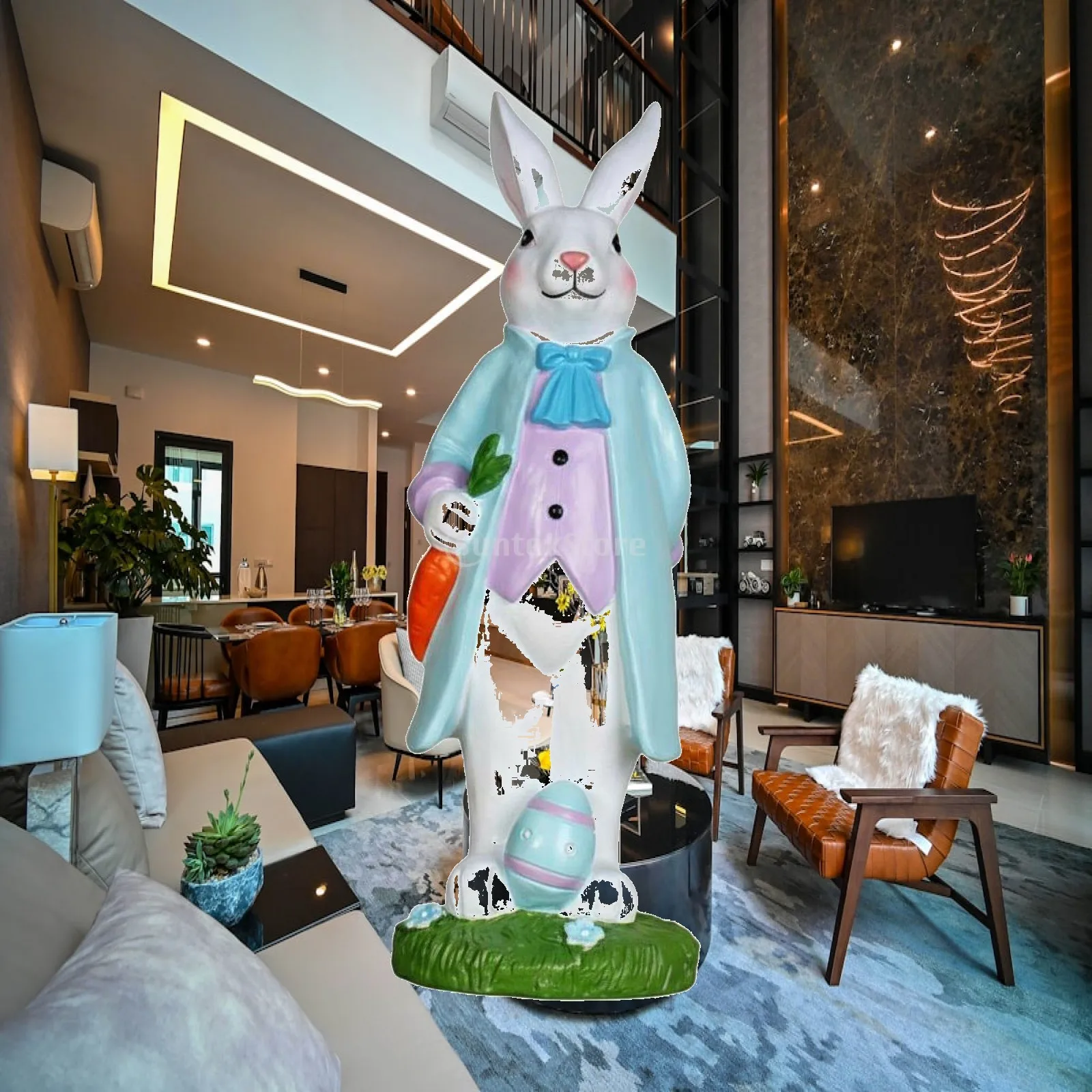 Easter Bunny Figurine Adorable Design Resin Hare Figurine Set Detailed Craftsmanship Resin Hare Statue for Collectors, Entryway,